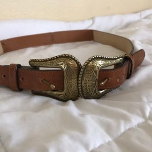 Two buckle brown belt